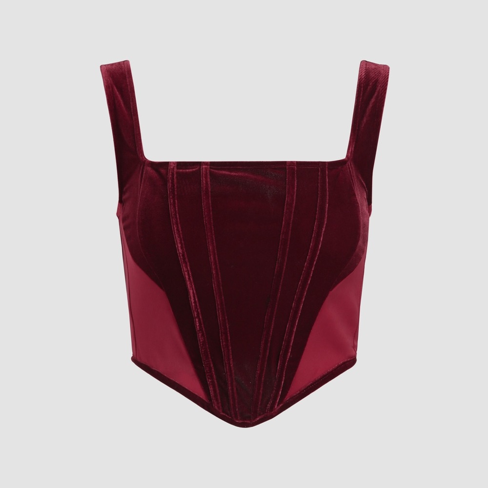 Velvet Solid Corset Tank Top
